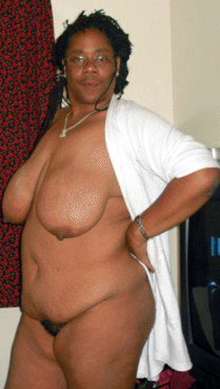 Seventy black granny with big saggy tits